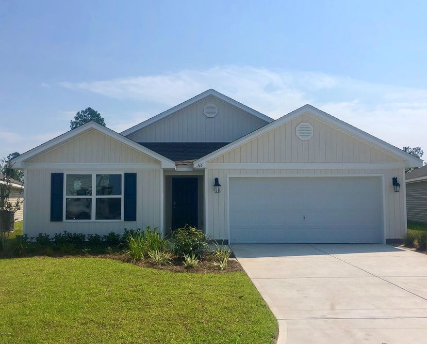 Price reduced $5,000 -Red Tag Event! Limited Time only - Up to $10,000 in closing costs and interest rate incentive when using DHI Mortgage and Title Services - Limited Time Only!!! July 20 - July 28th Construction Complete and Move in Ready! As you enter this Ryder plan home you will find 8' foot ceilings and vinyl sheet flooring throughout main areas and all bedrooms have plush carpeting. The walls are orange peel texture and have quality paint. Just off the foyer you will find a small hallway that leads to two bedrooms with a Jack and Jill bathroom with laminate countertops and vinyl sheet flooring. As you enter the great room you will noticed that the spaciousness as it is open to the kitchen and dining area. With a center island you have plenty of space in the kitchen. The appliances include a coil top range, microwave and dishwasher and for additional storage you have nice sized walk-in pantry. You can enjoy evening dinners on your covered back porch accessible from the dining and great room. The master bedroom is located at the back the home and has a two walk-in closets, a bathroom with laminate countertops and vinyl flooring and walk in tiled shower with glass enclosure. Perfect for a family this home also has a two car garage and driveway. Constructed with a low maintenance vinyl siding and a reinforced concrete foundation with wire mesh and rebar.
Fanning Bayou is a natural and secluded setting surrounded by conservation habitat, yet within proximity to shopping, dining, and the new Panama City International Airport. The neighborhood has a gorgeous pool house complete with a 5,000-sf pool, open and shaded lounge areas, entertainment pavilion and green.