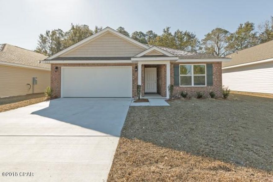 New build under construction, ARIA plan 1618 sq.ft. One story 3 bdrm, 2 bath, 2 car. Open floor plan situated on a corner lot. New Express series home going in at Fanning Bayou Ph 4.Fanning Bayou is a natural and secluded setting surrounded by conservational habitat, yet within close proximity to shopping, dining, and the new Panama City International Airport. The neighborhood has a gorgeous pool house complete with a 5,000sf pool, open and shaded lounge areas, entertainment pavilion and green space. For Move-in/completion: ready dates are estimates only. Pictures may be similar, but not necessarily of subject property.