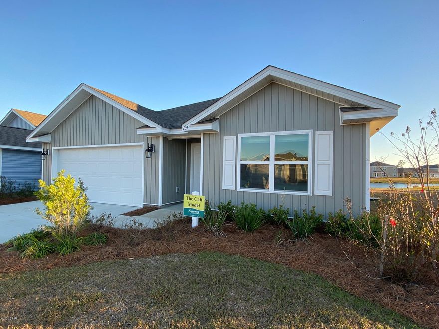 This is the Cali floor plan. Vinyl flooring

throughout all common areas of the home and each bedroom has plush carpets with pad. The kitchen is open and spacious with a center island and includes a pantry, beautiful cabinetry and durable laminate countertops. The appliances include a dishwasher, stove, microwave, Refrigerator, Washer Dryer and manufacturer's warranty will be for time remaining on items. The master suite has a nice sized bath with separate shower and large soak tub, as well as a large walk-in closet. This is the model home. Furnishings will not convey. Curtain rods to remain but not curtains. Sales Office will be converted to garage or as indicated on floor plan. $7500 Closing Cost incentive with DHI Mortgage This home has a standard Smart Home package that includes Kwikset Keyless entry, Qolsys touch panel, and an Echo Dot which can be integrated to control lighting, thermostat and even secure your home. Pictures, photographs, floor plans, elevations, features, colors and sizes are approximate for illustration purposes only and will vary from the homes as built. Home and community information including pricing, included features, terms, availability and amenities are subject to change and prior sale at any time without notice or obligation. For Move-In/Completion Estimates: Ready dates are estimates only. Timing of completion of construction and buyer move-in are subject to contingencies contained in home purchase agreement and governing jurisdictions issuance of a certificate of occupancy, and may change due to forces majeures and other delays or disruptions outside the reasonable control of D.R. Horton, Inc.