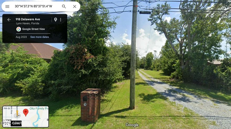 Lynn Haven Seclusion!  Approximately 2 acres in a very desirable area of Lynn Haven.  Located between Water Oak Plantation and E 10th Court makes for a short Golf Cart Drive to the Panama City Country Club.  Possibly developable or keep it all for yourself. Access is from Delaware Av along easement driveway shared with 915 Delaware Av.