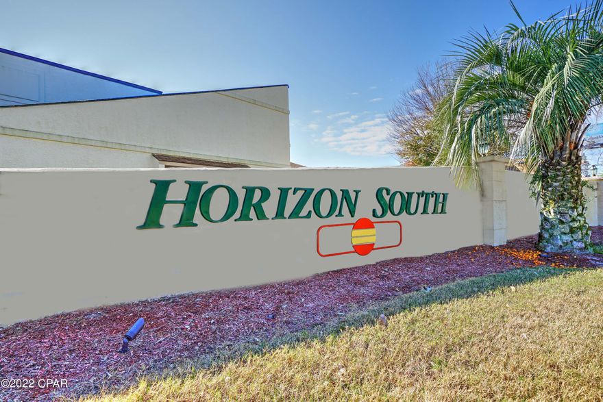 Must see condo in Panama City Beach!  All on one level and close to the beach!  Sold turnkey just in time for the rental season.  Featuring 2 generous sized bedrooms, bunks and 2 full baths, this is a great rental property, second home, or full time residence.  Open layout and large balcony give you the perfect spots to gather with family and friends to hang out and relax, enjoy a meal, sip a beverage, read a book, or just enjoy the sunshine. Horizon South is a gated community with easy beach access.  Amenities include five pools including a kiddie pool, tennis courts, shuffleboard, hot tub, exercise room, game room with pool table, and more.  Close to Pier Park and short drive to the airport. Call today and make this your home away from home or your next investment property.