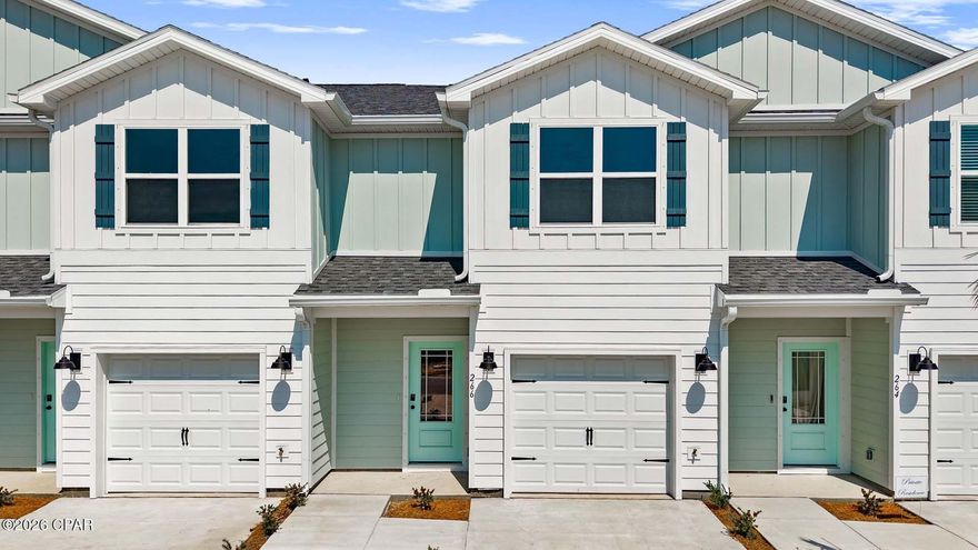 Welcome to 250 Phillips Bluff Avenue, a new home at Colonial East Townhomes in Panama City Beach. This townhome is an interior unit of a six-unit building that is ready for move in. This floor plan has 3 bedrooms, 2.5 bathrooms with a bright foyer leading to the expansive open-concept kitchen, living, and dining area, designed for entertaining and everyday living. The kitchen is open and spacious with a center island and overlooks the main living area. Interior features include quartz countertops, EVP throughout the main level, EVP treads on the stairs and carpet in bedrooms and upstairs hallway. 


The first floor is heart of this home, while the privacy of the second level holds all bedrooms, ensuring a quiet retreat. The primary bedroom has a generous size closet and a private bathroom with dual sink vanity, and ample linen storage, and a large shower. Additional bedrooms share a hall bath, creating a comfortable space.



A Smart Home Technology Package comes standard, featuring a Qolsys IQ touch panel for thermostat and lighting control, ensuring security and convenience with keyless entry KwikSet deadbolt. Exterior features of Colonial East townhomes are equally impressive, with Hardie® siding. A landscaped front entry adds curb appeal and welcomes you to your very own slice of Florida paradise. Call us today for more information on Colonial East.