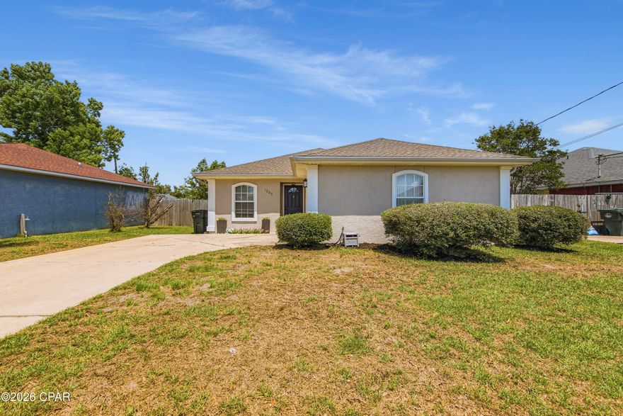 UNBELIEVABLE OPPORTUNITY to live in this popular Lynn Haven neighborhood at an amazing price!  The home features a good-size living room, a kitchen with granite countertops, stainless-steel appliances, tiled backsplash and a large breakfast bar open to the eat-in dining area.  This dining area has attractive shiplap walls and offers easy access to the fenced backyard with a  brand-new shed.  The Master bedroom has a Master bath with a shower/tub combination and a spacious walk-in closet.  Down the hall
you will find two additional bedrooms, a guest bath, utility closet with added storage shelves and the door to the over-sized one-car garage,where you will find the washer and dryer that is included in the sale!  If you are a first-time homeowner or simply need to downsize, this is the home for you!