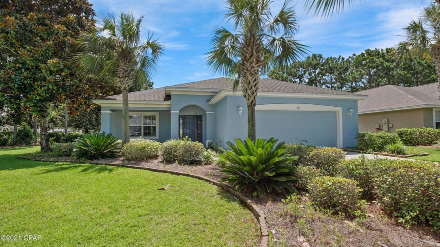 Here's your opportunity to put your own personal touches on the best floor plan in Palmetto Trace. All new interior paint! Large open floor plan with split bedrooms and an office you can use as an additional bedroom, game room or bonus room.  Situated on a corner lot right next to neighborhood open space, this home has new exterior paint, and brand new carpet in the bedrooms. Prime location within Palmetto Trace near rear pool and entrance to Pier Park, Frank Brown Park and Phillip Griffitts Parkway. Oversized back screened in patio offers you privacy and protection from those pesky mosquitoes.  The two car garage provides space for a car and a golf cart so you can experience all Panama City Beach has to offer.