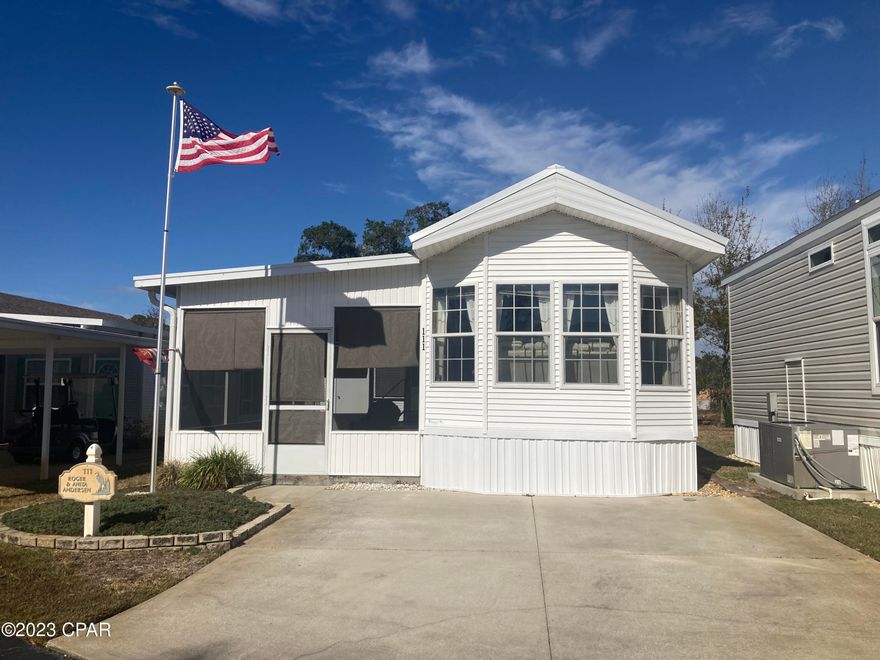 Very nice 1 bedroom / 1 bath home with large screened porch.  Wonderful windows all around; amazing natural light throughout.  Large storage shed in back with full-size washer & dryer, small freezer, cabinets & shelving.   Perfect first home or in-between home;  great vacation home and fabulous investment for rental income.  Neighborhood is immaculate and well maintained, golf cart friendly and gated.    Resort has 2 pools, exercise room, community room, dog park and many planned neighborhood events.   Come make this your home;  it's a wonderful close-knit community.