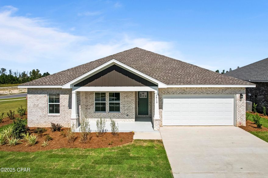 Welcome to Game Farm, a secluded place to call home. Local homebuilder Southern Coastal Homes has brought this quaint community to a central location in Panama City. The community will have a beautiful grand landscaped entry. Wind through the entrance and over the bridge to find this spacious community, future features to include large wide homesites, 3-sided brick homes, preservation area, ponds, the park and walking path. 
CONSTRUCTION: Endless quality upgrades are included in this home including a tankless gas hot water heater, 9' ceilings, recessed lighting, 3-sided brick, painted Hardi-board front exterior siding, gas kitchen range, gas line stubbed for grill, and sprinkler system. Tray ceilings in living room and master bedroom and double vanities in the master bath. Home is MOVE-IN READY. ACTIVE CONSTRUCTION SITE, please use caution.