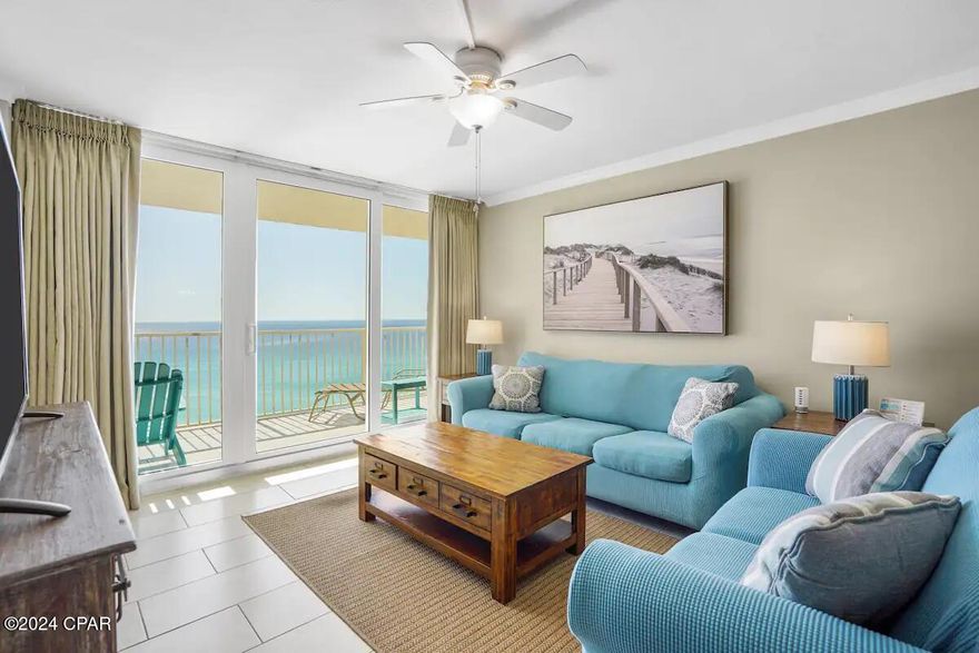 Available for rent October thru March. Utilities up to $100 per month limit for electricity, internet is included. Renovated 2 bedroom/ 2 bathroom condo, overlooking the spectacular Gulf waters of Panama City Beach, FL. No pets allowed per condo assn rules. Whether you're enjoying the afternoon watching the sunset from the grand balcony or waking up to a relaxing tropical breeze, this is the place for you.