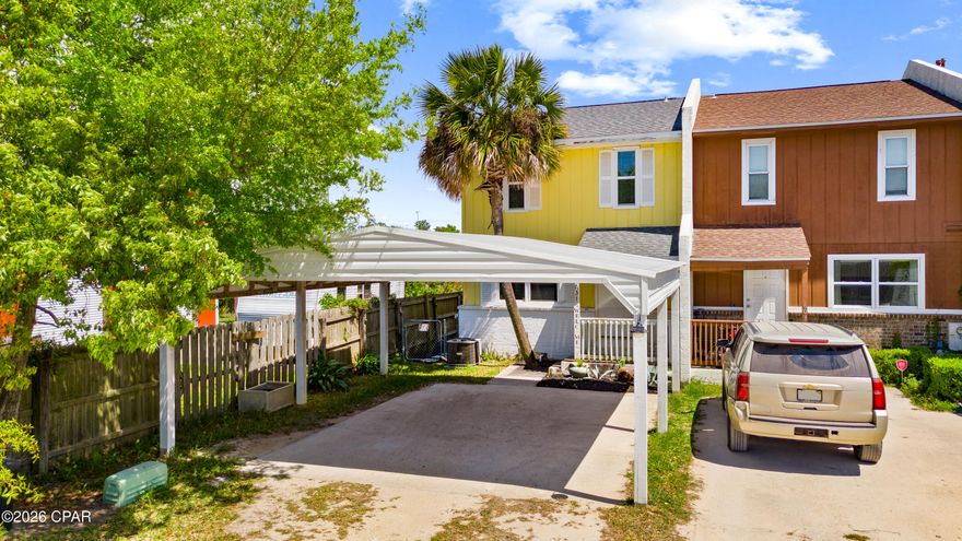 Stunning views from this Waterfront End-Unit Townhome at Waters Edge on Callaway Bayou! With Deepwater Access, the dock was previously replaced for all of your recreational activities! As you step inside, you are greeted with a large Kitchen opening to the Dining & Living Room. For added convenience, there is a Laundry Room & Half Bath downstairs. Don't forget to check out the bonus room for your furry friends under the stairs! With amazing views from the living room & bonus room in the Primary Suite, this property provides the perfect opportunity to enjoy the beauty of one of Florida's best assets. A covered back porch opens up to plenty of room to entertain a large crowd. Upstairs, the Primary Suite features 2 closets & a full bathroom in addition to the bonus sitting room. Also upstairs are the 2 additional bedrooms & another full bath. In 2019, updates included sheetrock, lighting, doors, windows, cabinets, & appliances. Between 2020 & 2024, upgraded downstairs flooring & an oversized 20' x 24' carport were completed. Since then, new paint throughout, kitchen countertops, & side walkway upgrades have been done. Come see this beautiful property for yourself today!
