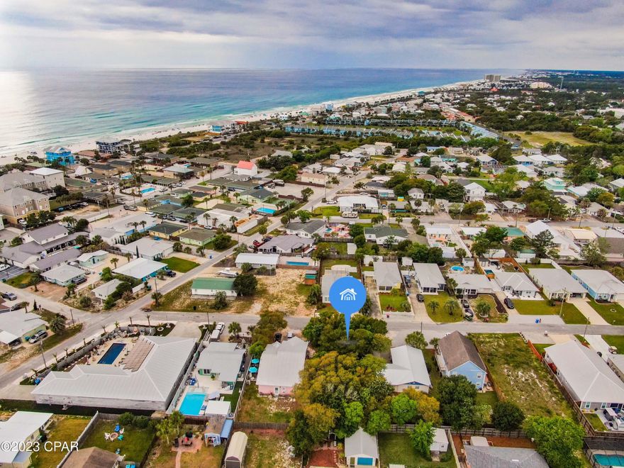 This vacant lot is has never been developed. Lot size is 50x112 and it is in the process of being parceled from the property next door. Short Term Rentals are OK in this area. No HOA and golf cart friendly community. A quick 5-minute stroll down Derondo will take you directly to the breathtaking beach. Nearby Pier Park offers shopping, dining, and entertainment and the historic 30a HWY is a 5-minute drive.