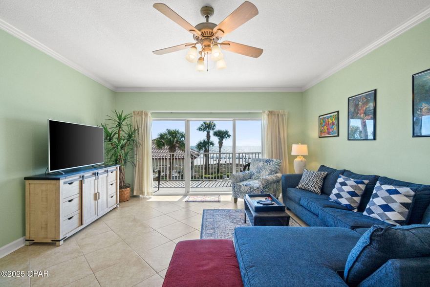 CURRENTLY UNDER CONTRACT, SELLER WILL CONSIDER BACKUP OFFERS. 
Gorgeous Gulf Views! Fully Furnished Gulf Front Condo located at Coral Reef on the East End of Panama City Beach. This condo features 2 Beds / 2 Baths and 1427 square feet of indoor living space. This spacious condo can accommodate 6 people comfortably. The main suite sits Gulf front with beautiful Emerald Coast views. The main suite bath features Two Vanities, Oversized Tiled Shower w/ Bench & Walk-In Closet.  Recent updates include Fresh Paint throughout, Tile Flooring and New Tiled Showers in both bathrooms. Enjoy your morning coffee or happy hour cocktail from your expansive balcony overlooking the beautiful waters of the Gulf. Coral Reef offers excellent amenities such as two Gulf front pools (one heated seasonally), Fitness Center, Sun Deck, BBQ Grills and a Shaded Gazebo and Picnic Area. Short-term rentals are allowed.  Nearby attractions include the Panama City Beach Marina and St. Andrews State Park. There are also many dining, shopping and entertainment options a short stroll away. PLEASE NOTE:  Cherry wood cabinet / table located next to front door and table in hallway w/ mirror do not convey. Room sizes and square footage are approximate. If important, please measure. Schedule your showing today!