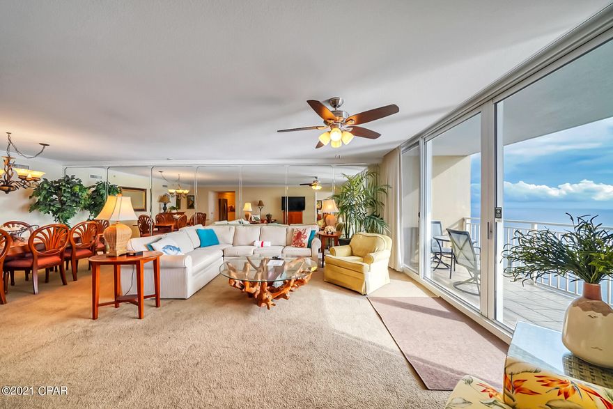 The best of the best in Panama City Beach! This massive floor-plan is the largest floorplan in one of the most desired developments on the beach. Tremendous views to be had from inside an outside of this terrific condo. Open and very efficient condo lives and rents like a beach house in the sky. This one of a kind unit features over 1,800 sf of luxury! Stunning 3 full bedroom, 3.5 bath, fully furnished property offers outstanding, panoramic views of the Gulf from sunrise to sunset from wide floor to ceiling sliding glass doors. Expansive, wide open living room AND large dining room, large Gulf front master bedroom have floor to ceiling glass, large master bath with separate garden tub and shower, large kitchen with granite kitchen counter tops, stainless appliances tile back splash and breakfast bar. Laundry area with full sized washer/dryer. Emerald Beach is one of the newest condominiums complexes in Panama City Beach and offers endless amenities. Emerald Beach is located less than2 miles from Pier Park. Amenities include a beach side pool with Jacuzzi and a fully stocked Tiki Bar, a Kid's Lagoon pool with water features, large state-of-the-art fitness center, a walk-over Sky Bar sports lounge, Starbucks and snack bar on-site. It is also one of the only resorts offering valet parking, karaoke, and organized kid's activities