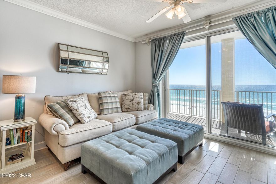 **BEST PRICED 3 BR BEACH FRONT CONDO AT OCEAN RITZ** Ocean Ritz 502 has everything you are looking for in a beach front condo! This spacious LOW FLOOR 3 bedroom, 3 bathroom condo features a beach front master bedroom with direct access to the balcony, a beach front living area and kitchen, tile throughout and a large balcony. The condo has been upgraded with new Samsung appliances, wood looking tile throughout the condo and an upgraded master bathroom wth decorative tile and a large tub. Ocean Ritz 502 is a nonrental unit but comes fully furnished and rental ready! You will not find a better deal on a low floor 3 BR beach front condo in PCB! Ocean Ritz is a low density building with only 63 units in the entire complex and only 3 units per floor. This means less people on the beach, less people to share amenities with and less waits for an elevator! The on-site amenities include a Gulf front pool, hot tub, exercise room and outdoor grills. Ocean Ritz is located near restaurants, shopping and entertainment hot spots including Pier Park, Pineapple Willy's, Ripley's, Coconut Maze, Signal Hill Golf Club and Shipwreck Island Waterpark.