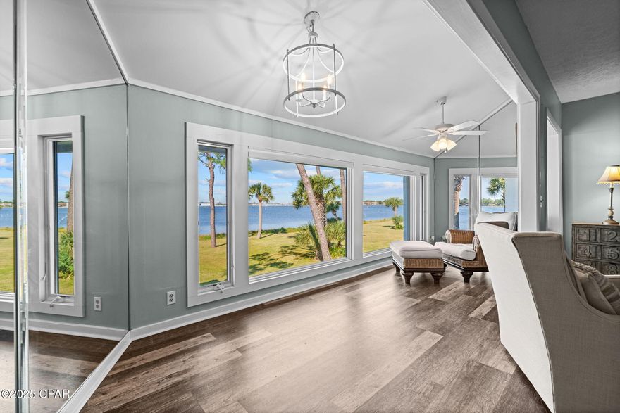 Welcome to your slice of paradise in the highly sought-after Bay Point community on Panama City Beach! This stunning 1-bedroom, 1-bath condo combines comfort, style, and unbeatable location, perfect for a relaxing getaway or an income-producing investment. Step inside to find a renovated interior featuring all new flooring, granite countertops, stainless steel appliances, tile backsplash,  and a convenient breakfast bar that opens to the main living space. A bonus room with large picture windows overlooking the bay provides the perfect spot to sip your morning coffee, work remotely, or simply soak in the breathtaking views and sunsets every evening. Outside, enjoy access to resort-style amenities including pools, tennis and pickleball courts, a championship golf course, and Gulf access for boating and fishing. The condo is surrounded by lush green space and even includes a community fishing and boat (first come first serve) dock just steps away. Located near top local restaurants, world-class beaches, and popular attractions like Pier Park, Topgolf, and Dolly Parton's Pirate Voyage, you'll be at the heart of all Panama City Beach has to offer, yet tucked away in a peaceful, gated neighborhood.