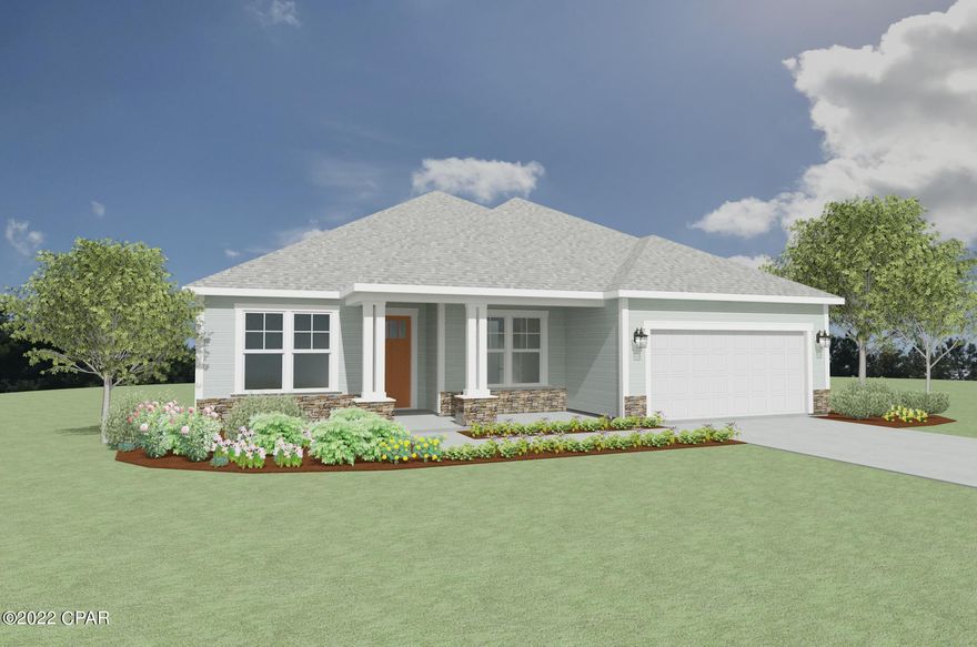 Introducing Breakfast Point East! This Tripletail II with Coastal elevation is a new home to be built by Samuel Taylor Homes. All homes are currently built above hurricane code with 2'x6' exterior wall framing, hurricane tie down rod and anchor system, architectural shingles and higher insulation ratings. Interior standard features include 9 and 10 foot ceilings, Luxury vinyl plank flooring in living area along with tile and plush carpeted floors, granite countertops, gas stove, microwave, dishwasher and garbage disposal. Upgrade options are available. Please visit the Model home located at 206 Basin Bayou Drive for more information! Excellent opportunity to be in the hottest community on the Beach.