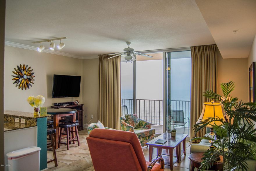 Fully furnished 2/3 bedroom(one is a bunk room) Condo. Tidewater Beach Resort is one of Panama City Beach’s top condominiums. Strategically located on the west end of Panama City Beach, Tidewater Beach proudly sits on over 600 feet of beautiful white sand beach. The amenities include: two large lagoon pools, a 4300 sq. ft. fitness center with a “health/juice bar” and a spa, a 5000 sq. ft. conference center, an owner’s theatre, sky view lounge on the 31st floor, an indoor pool (great for winter guests), and seven elevators.