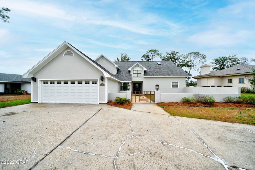 201 Marlin Circle, Spectacular home in Bay Point at Panama City Beach, Gated community, security, golf cart friendly, 2 restaurants onsite, tennis, 18-hole Nicklaus Golf Course, brand new St. Joe Marina being built, keep your boat onsite and live the life! The home features over 3300 square feet, a master suite on the first floor as well as a master suite on the second floor, 3.5 bathrooms, 2 car garage, courtyard and spotless / move-in ready. Highlights -2 Family rooms w/ fireplace, dining room, 2 master suites, office, bunk room, balcony, fenced backyard, new roof, new water heater, 2 HVAC units, this house checks the boxes. Bay Point features golf, marina, located minutes from multiple restaurants, grocery and the Gulf. Come visit today!