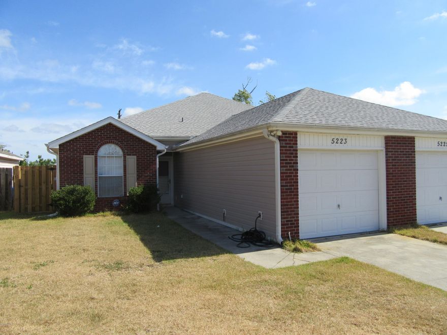 Very nice three bedroom two bathroom half of a one story duplex offered for rent. The home has a one car garage, privacy fence, and storage shed in the back yard. Close to shopping, dining and the best schools. Coveniently located near Military Installations and the Worlds Most Beautiful Beaches. All property sizes and ages are approximate, please measure and/or verify if important. School assignments are subject to change, please check with Bay County for most accurate information. Deposit is the same as the rent. Pets allowed. Breed restrictions apply with owner approval only.