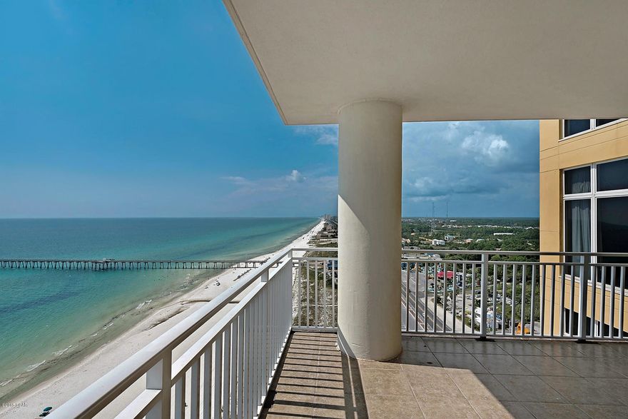 Nicely furnished 3bed/3bath WEST END UNIT with capability to rent as a separate 2/2 and 1/1 (lockout).  2 separate balconies with incredible sunset views!  Updated tile throughout with new carpet in Master bedroom.  Large capacity newer stackable washer/dryer. Sold fully furnished and rental ready.  This unit has only been used as a second home.  16th floor is actually a 20th floor elevation with parking below the building - NO STREET to cross with your luggage!  Offers fitness room, 2 pools (one heated in the winter).  Directly next to the County Pier.