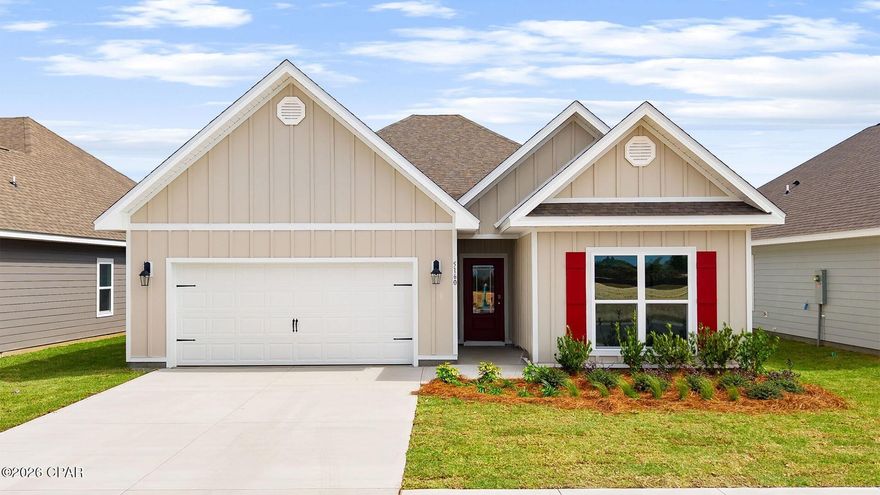 Welcome to 5160 Porter Way, one of our new homes at Titus Park in Panama City, Florida. The Kennedy is a 5 bedroom, 3 bathroom home with 2145 square feet of beautiful, spacious living making this the perfect home for a family looking for more room or for those who want to have family and friends visit the popular Panama City, located just miles down the road.

When you enter this beautiful home, you will notice beautiful quartz countertops in the kitchen and all bathrooms, 5 panel wood doors, carpet in the bedrooms, engineered vinyl plank flooring throughout the entire home and 9-foot ceilings throughout. The kitchen is equipped with stainless-steel appliances including a free-standing smooth top range, microwave, and dishwasher. The kitchen features a large walk-in pantry, disposal, and water filtration system, as well has an island with extra cabinet storage underneath. This floor plan features a large dining room, perfect for having guests in town or family to gather around a large table comfortably. The primary bathroom features a walk-in shower with glass doors, a tub, a double vanity, and a closet.

Appreciate the convenience of a Smart Home technology package, featuring keyless entry and an intuitive control panel for your thermostat, lighting, and security systems.

The exterior of this home features Hardie Color Plus Siding and is uniquely engineered to stand up to the harshest elements from wind, rain, fire, freezing temperatures, and hail. Our Titus Park community features underground utilities making it less susceptible to damage from severe weather leading to fewer outages and more reliable service. Each home comes with a landscaped front flower bed, a fully sodded yard, gutters, and shingles with a 30-year warranty.

Residents of Titus Park can enjoy exclusive access to the newly built amenity center with a pool, BBQ pits and lounge chairs!

Come see why the Kennedy is the perfect next new home for you and your family. Schedule a tour with us today!