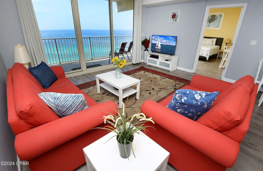 An exciting opportunity to purchase your personal vacation sanctuary and/or investment property at Shores of Panama in the heart of Panama City Beach. This impressive one bedroom (plus bunk room) two bathroom unit is one of the lowest priced on the market, and a highly desirable 'C' floor plan. If you are searching for an investment property unit 1812 is an exceptional rental machine - turn key ready. Cheerfully and thoughtfully decorated with many recent upgrades including new fridge/freezer, new full size washer and dryer, new king sized bed in the bedroom and new sound system.
Thanks to its enviable location on the 18th floor, the unit boasts commanding beach and pool vistas from the private, extra spacious balcony. 
The open plan living/dining and kitchen is a bright, airy space where you can kick back and make yourself right at home. The kitchen features expansive granite countertops and boasts all major appliances.
The bedroom looks out to the gulf with an en-suite private bathroom with shower/tub combo, dual shower heads and large vanity area. The bunk room area is tucked away and offers comfy bunk beds plus a second full bathroom with tub/shower combo.

Ample garage parking available in any of the 169 unassigned general parking spaces.

This is a fantastic opportunity to purchase an investment rental property at one of the best prices at the resort. 
Shores of Panama boasts a picture-postcard location on the sugar white sands of the Gulf, and features amenities including the largest gulf-front pool in Northwest Florida, indoor and outdoor hot tubs, indoor seasonally heated pool, state of the art fitness center, poolside grill, Tiki style cocktail bar, donut and ice cream parlor, covered parking deck, 24 hour security and more! Don't let this one slip away!
All information believed to be correct but should be verified by the buyer.