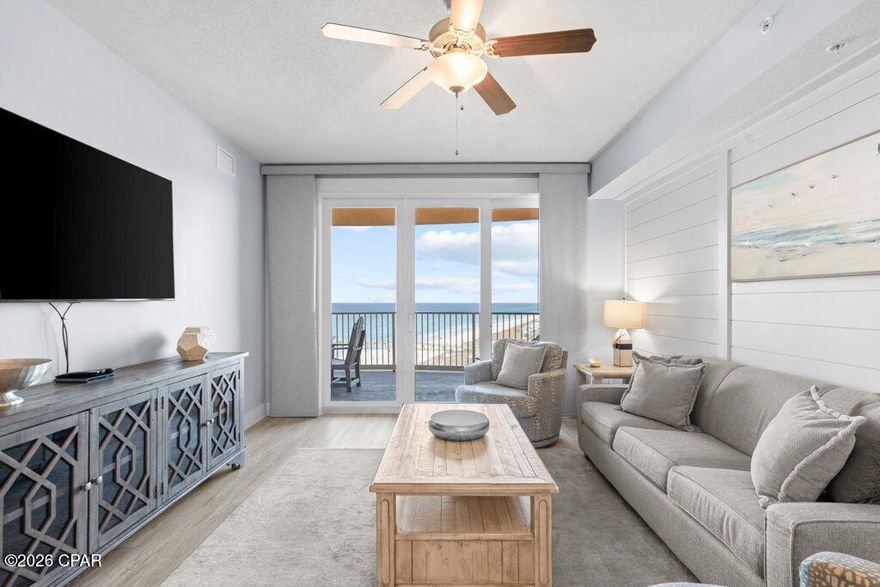 Perched high above the sugar white sands of Panama City Beach, unit 1402 offers the kind of Gulf views that make you stop mid sentence and just stare. Located in Calypso Towers III, PCB's newest luxury resort, this beautifully upgraded condo delivers the perfect mix of modern coastal style, luxury comfort, and unbeatable location. Inside, you'll find elegant quartz countertops, tons of upscale finishes, and high end furnishings that create a polished, move-in-ready retreat. Floor to ceiling views of the emerald Gulf greet you from both the living room and the spacious primary suite, while the large private balcony offers unobstructed views of the water and is perfect for sunrise coffee or sunset cocktails. Just 200 yards from the beach, owners and guests enjoy easy access to the sand along with an impressive lineup of resort amenities including a state of the art fitness center, expansive resort-style pool with private cabanas, hot tub, fire-pit lounge, general store, and a covered parking garage.
The location is just as impressive. Steps away is Pier Park, the heart of the west end of Panama City Beach, offering many choices for dining, shopping, entertainment, and events. All within walking distance. Whether you're looking for a luxury beach getaway, investment property, vacation home or full-time coastal escape, Unit 1402 at Calypso Towers III delivers the best of beachfront living with a modern luxury resort experience that's hard to beat.