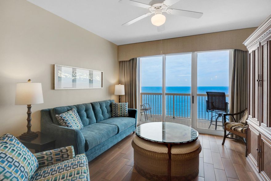 Well maintained unit in the highly desirable Calypso Towers located adjacent to Pier Park.  New sleeper sofa & chair, updated decor, wood look tile in living area, completely turn key and rental ready. Excellent consistent rental numbers grossing in excess of $50K!