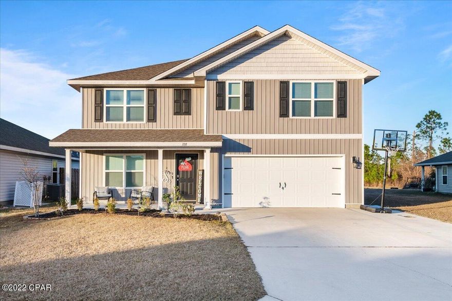 CURRENTLY UNDER CONTRACT, SELLER ACCEPTING BACKUP OFFERS. This is a 5 bedroom 3 full bath home with over 2500 square feet.. This is an open floor concept and the kitchen overlooks a big family room with a large center island for entertaining, there is a formal dining room that can be used as an office, playroom or media room. The kitchen features a breakfast nook, custom cabinets, breakfast bar and walk-in pantry. There is a bedroom and full bathroom downstairs. The upstairs features a large bonus area that is perfect for home schooling or teenager TV room. All 4 bedrooms upstairs are placed with great flow. The master suite is on it's own wing and is close to the laundry room and another room - This room is perfect for a nursery or exercise room. The master bedroom is spacious with a reading/computer nook and the master bath is one of kind with double vanity, walk-in shower with custom shower door and relaxing soaking tub. The master bath also features large walk in closet and separate water closet. The other two rooms are on their own wing and have a bathroom separating the two. This bathroom is perfect for teenagers because a door separates the double vanity sink area from the shower/tub combo. This home has a fabulous view in the backyard - it backs up to one of the pristine ponds of Fanning Bayou and offers a lot of privacy.  The backyard has a privacy fence on both sides and split fence on the backside to enjoy the views from the 1st and 2nd story of the home. The back patio has a cozy entertaining area and plenty of room for grilling. The backyard is large enough for a pool and the swing set conveys with the home. The front of the home has additional paved parking area and there is additional concrete added to the patio for grills, trash cans, etc.  The sellers of this home have added a lot of extra features since purchasing. They have just  installed new LVP flooring upstairs in the common areas.  Fanning Bayou is Panama City's premier waterfront community. It has a secluded feel but is only MINUTES to the Northwest Florida Beaches International Airport, Pier Park and the world's most beautiful beaches. It is a fabulous subdivision with great amenities including a beautiful community pool area and views of the Bay from almost every street. THIS HOME IS NOT IN A FLOOD ZONE