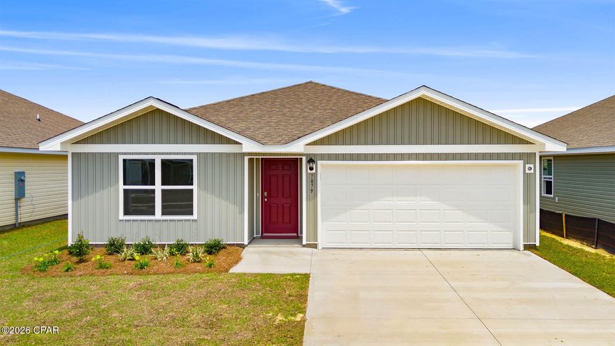 Welcome to the Freeport, a new home floor plan at Liberty in Panama City, Florida. The Freeport is a one-story home with a double garage designed with space for the family in mind and affordability. On the outside of your home, you will see durable vinyl siding, a spacious two-car garage with an opener and a fully sodded yard to the property lines. This home comes equipped with dimensional shingles with a limited lifetime warranty, electronic deadbolts on all exterior doors, weatherproof outlets, and hose bibs. Sidewalks line the neighborhood streets for you to enjoy the beautiful Florida weather at Liberty.

As you enter this 4 bedroom, 2 bath home, you will see 1,458 square feet of spacious, comfortable living. Inside you will see 8' ceilings throughout, engineered vinyl plank flooring throughout the home and carpet in the bedrooms. Granite countertops, white cabinetry and a spacious open living room and kitchen make this home perfect for having guests over. The kitchen has a center island that is perfect for serving kids or guests, a nice size pantry and the stainless-steel appliances include smooth top range, microwave, and dishwasher. Located right next to the dining area, this makes serving meals with ease.

The primary bedroom has a spacious bathroom and features a double vanity with granite countertops. A walk-in closet with ventilated shelving is also located in the bathroom, giving you more room in the primary bedroom. The guest bathroom features a single vanity with granite countertops and a shower.

Sidewalks line the neighborhood streets for you to enjoy the beautiful Florida weather. Our Liberty community features underground utilities making it less susceptible to damage from severe weather leading to fewer outages and more reliable service. Residents of Liberty can enjoy exclusive access to two amenity centers, complete with two pools, a children's splash pad, two playgrounds for endless fun, a well-equipped fitness center, two pickleball courts and a basketball court to name a few things. Embrace the lifestyle you deserve where every detail is curated for your ultimate enjoyment.

Come and see why the Freeport is the perfect new home for you. Contact us today to find your home at Liberty!