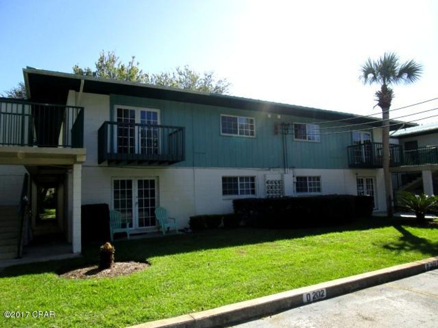 WALK TO THE ST. ANDREWS MARINA from this well-maintained one bedroom condominium in the Landmark Condominium complex.  This unit features a living and dining room with ceramic tile flooring, a mirrored dining room wall, galley kitchen and a full bath with a closet for a stackable washer and dryer.  The balcony off the living room is also perfect for a quiet place to relax!  The property is being sold in its AS IS condition.