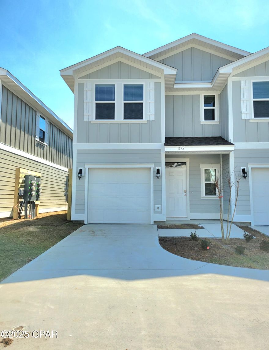 Available the first week in October. End unit townhome in the heart of Lynn Haven! Come live the maintenance free lifestyle w/no yard work! Downstairs the home features a nice size kitchen w/stainless steel appliances, granite counter tops, pantry, & breakfast bar that can seat 4, dining room & half bathroom. Living area downstairs is very spacious & you'll appreciate the half bath for your guests. Upstairs you'll find three bedrooms, full size washer and dryer, extra storage closets & a full bathroom. The main bedroom is enormous & boats a relaxing attached full bathroom w/a walk-in shower & double sink vanity. You'll love the huge walk in closet! Outside features a nice covered patio with a wide open green space/common area view. Very centrally located. 25 minutes to Tyndall AFB. Pet friendly!