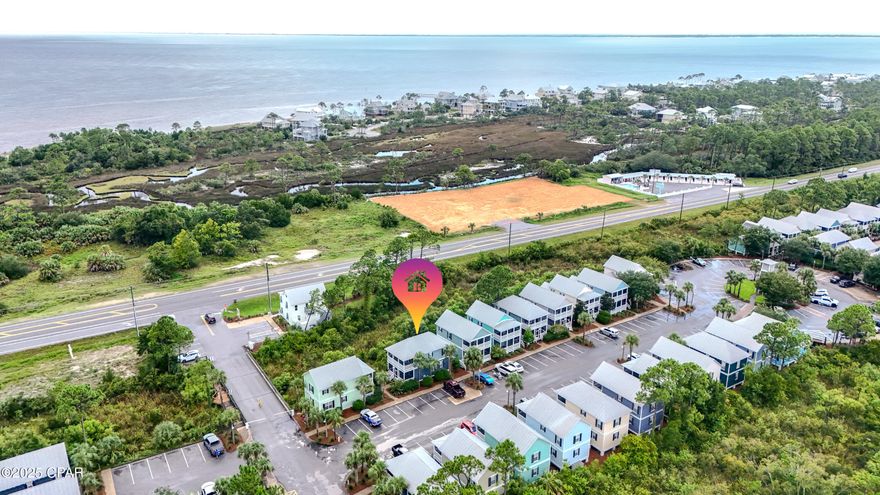 Welcome to B8 in Barefoot Cottages, a rare unit boasting stunning waterviews of St. Joseph's Bay. Perfectly positioned at the front of the community with no neighbors, this 2-bedroom, 2.5-bathroom coastal retreat combines privacy, charm, and resort-style living. Inside, the bright, open layout features durable luxury vinyl plank flooring throughout. The living area flows seamlessly into a stylish kitchen with granite countertops, stainless steel appliances, and a breakfast bar for casual dining. A cozy dining nook, half bath, and laundry area complete the first floor. Step outside to the screened porch and enjoy your morning coffee or an evening breeze while taking in views of the Bay. Upstairs, both bedrooms have private ensuite bathrooms, with one opening to a screened balcony--perfect for soaking in even more of the spectacular waterview.
Barefoot Cottages offers an exceptional lifestyle with two community pools, a hot tub, grilling areas, and beautifully landscaped grounds. As a gated community with beach access at nearby Windmark Beach, it delivers the perfect balance of relaxation and convenience. Located less than a mile from the sand and just minutes from local shops, dining, and boat ramps, this turnkey home provides the ultimate coastal living experience--just bring your beach clothes and start living the dream!