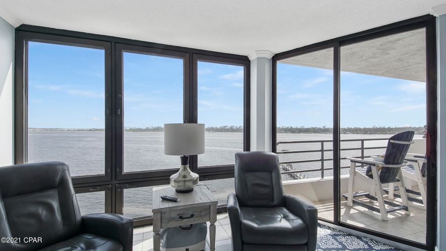 If you are looking for a quiet, low-maintenance home in Panama City Beach, this is the condo for you.  Lagoon Towers 603 is part of the beautiful Bay Point community.  As you walk in the front door of this condo, you are greeted with floor-to-ceiling windows with a view of the beautiful Grand Lagoon.  Secondly, there is a view from every room. You will enjoy the open concept feel, that is tastefully decorated with soothing beach tones that relax the soul.  Next, as you walk into the condo you see that the kitchen opens up to the living area that is accompanied by a wet bar.  Imagine entertaining in this home taking in the beautiful sunsets and ambiance that captures the Panama City Beach lifestyle.  Other notable features include water views from the bedrooms and spacious walk in closets.