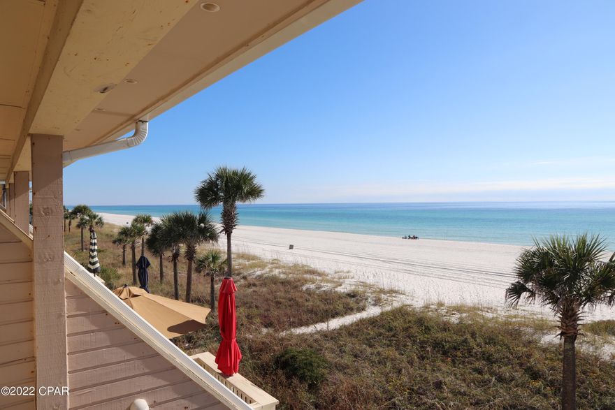 CURRENTLY UNDER CONTRACT, SELLER WILL CONSIDER BACKUP OFFERS..... GULF FRONT TOWNHOUSE UNDER $1M!!   Own the sand under the townhouse.   WEST END OF THE BEACH, close to 30A and Carillon Beach.  GULF FRONT MASTER WITH GULF FRONT BALCONY.   Living room is also gulf-front with a large.

 KITCHEN HAS BEEN REMODELED with stainless steel appliances and upgraded cabinetry.  Cabinetry that was blocking the view from the kitchen has been removed. 

 2nd bedroom is huge, with 2 queen beds. BEACH SIDE RENOVATION COMING, EXTENDING GARAGE 4' (fit 2 cars) AND EXTENDING GULF-FRONT BALCONY.   Seller has already paid $20,000 of that beach-side renovation cost.  If you're looking for a townhome where  you own the land underneath you, under $1M, this one is perfect!   Garage Parking with storage area.