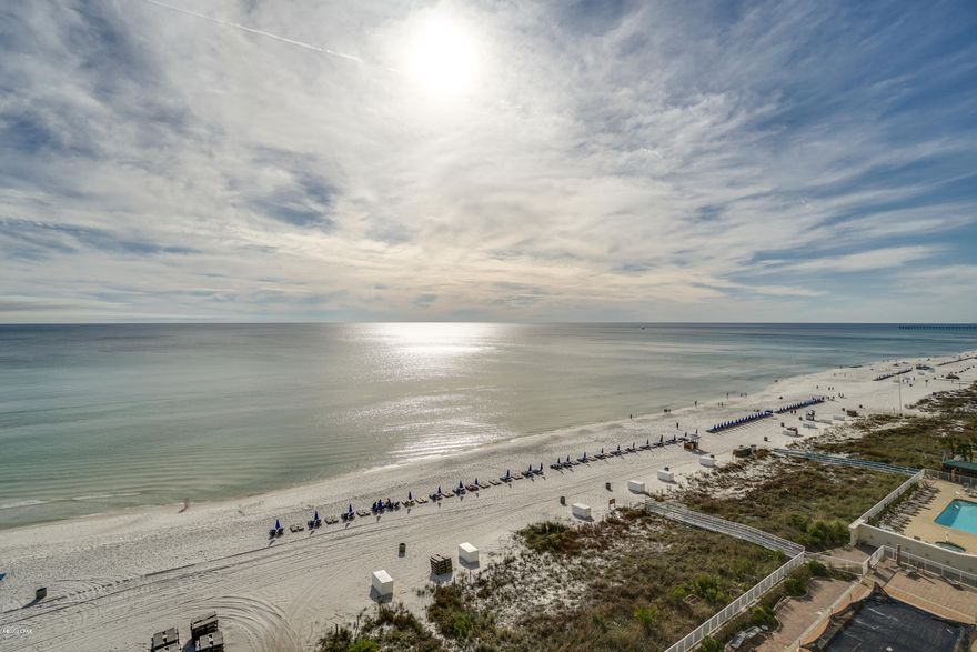 This cozy studio located at Long Beach Resort offers phenomenal sunset and beach views from the gulf front balcony. This unit has everything you need to enjoy all that Panama City Beach has to offer. The condo unit is being sold turn-key fully furnished, with a WASHER & DRYER in the unit, and is very clean. The Long Beach Resort features a lagoon style pool with a center island with swaying palms and waterfalls. There are 2 additional pools at the resort and three whirlpools. The resort is gated with 24-hour security.  It can be used for you beach get-away or as a rental unit. Currently it is a high producing rental unit.  Come see it today!