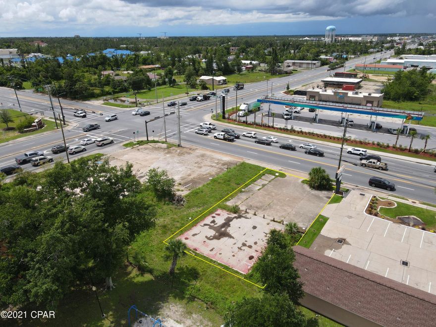 This commercial lot sits near the very high-traffic intersection of 15th Street & Highway 77 in Panama City.  The lot is approximately 59' x 118' with 1 curb cut.  There is a 50' x 75' concrete slab on the property where the former building was that was removed post-hurricane Michael.  This property is zoned General Commercial 2.