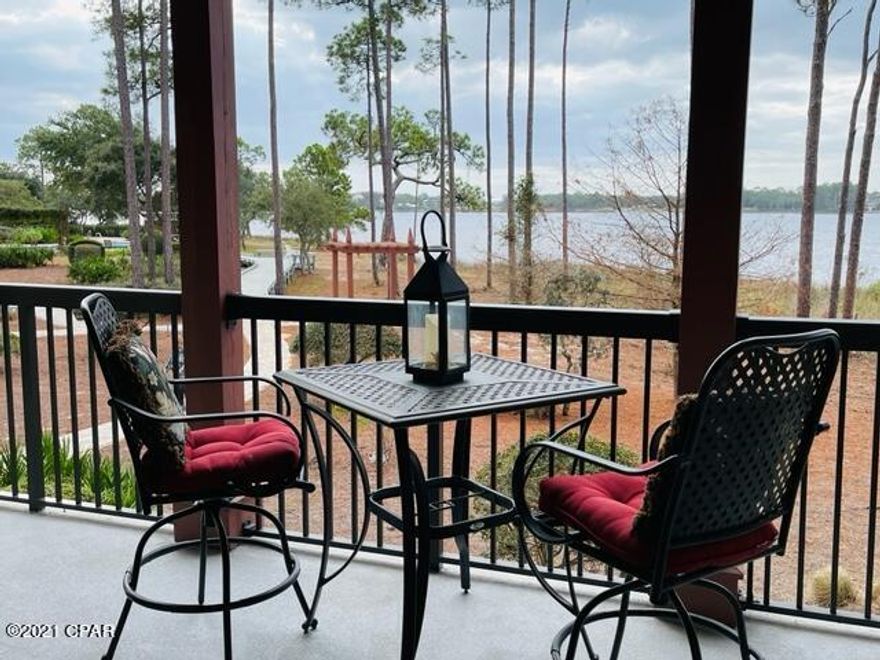 CURRENTLY UNDER CONTRACT. SELLER ACCEPTING BACK-UP OFFERS. Luxurious 2 Bedroom, 2 Bath lakefront condo with spectacular view of Lake Powell. This condo is nestled in Wild Heron boasting a myriad of amenities including multiple pools, hot tubs, library, 24/7 security, guarded gate, fitness center, tennis courts, Golf Course, lakeside fire pit, boardwalk, walking paths, family park, tennis courts, boathouse with kayaks & canoes. Wild Heron is a 750-acre coastal sanctuary on Lake Powell (coastal dune lake) This condo is professionally decorated and comes completely furnished. The kitchen features granite counter tops and upgraded appliances. Large open balcony overlooks this gorgeous setting. Hurricane Shutters w/remote. Conveniently located to shopping, restaurants, beach, airport.