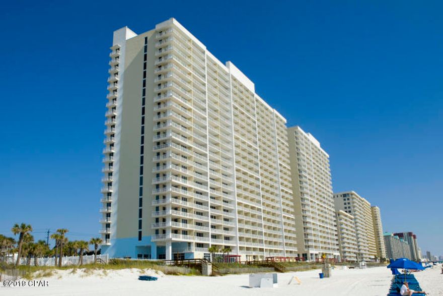 RESERVED PARKING SPACE #357 - highly sought after!! Gulf-Front and right on the water at Majestic Beach Resort. Perfectly located on the 6th Floor with endless coastal views. Private balcony offers Gulf breezes, sounds of the surf, sunsets! This popular floor plan features a bedroom with it's own bathroom and a bunk room with guest bath. You will find many updates throughout. This spacious 2-Bed Condo is furnished and ready to earn rental income! Majestic is Pet Friendly for owners and offers some of the best amenities on the beach. Enjoy Indoor & Outdoor Pools, Hot Tubs, Children & Kiddie Pools. Poolside Bar & Grill, Internet Cafe & Market. Fitness Center with Steam, Sauna, Massage. Movie Theater, Owners Lounge. On Trolley line to Pier Park and the dog friendly beach :) Sold ''As Is.''