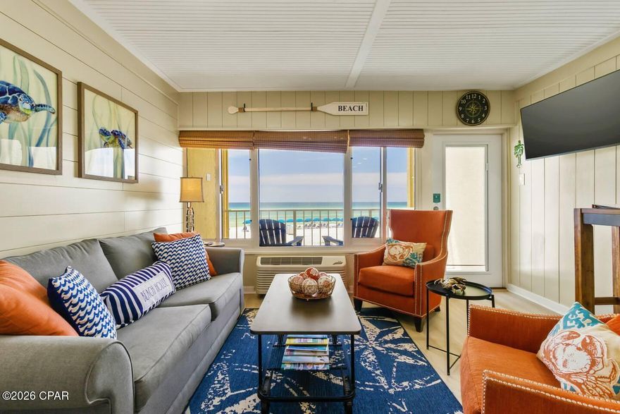 If you are looking for a proven rental powerhouse or a high-end beachfront escape, Unit 203 at the Continental Condominiums is a rare find with a track record of success. This property is a verified income producer, boasting a history of high rental revenue that reached over $43,000 in 2024 alone. Remarkably, this was achieved prior to the extensive 2025-2026 exterior renovations and modern updates, signaling even greater earning potential for the next owner. Investing here is made even simpler by an all-inclusive HOA that covers your electric bill along with water, cable, WiFi, trash, pest control, and exterior insurance, allowing for predictable margins and effortless management.
The unit's unique positioning offers the perfect blend of convenience and scenery. Located on the street level, you can enjoy the luxury of walking directly from your vehicle to your front door without ever waiting for an elevator--yet because the parking garage is tucked below the building, your private balcony still provides an elevated, million-dollar view of the Gulf of Mexico sunsets. Inside, the 600-square-foot layout has been meticulously updated and feels incredibly spacious, featuring a master bedroom and a dedicated bunkroom to comfortably accommodate families and maximize your nightly rates.
The interior reflects a high-end coastal aesthetic with durable LVP flooring throughout and a chef-inspired kitchen featuring custom cabinetry, quartz countertops, a wrap-around bar, and a built-in under-bar ice maker. With two brand-new HVAC units, a stackable washer and dryer, and a designer shower accessible from both sleeping areas, the unit is truly turn-key. The Continental offers a charming, boutique atmosphere with a seasonally heated pool and is perfectly situated just steps from the premier dining and shopping at Pier Park, Sharkey's, and Diego's. Whether you want to continue its legacy as a high-performing short-term rental or keep it as your own private sanctuary, this is an opportunity that stands out from the rest. Schedule your showing today and see why this unit has been such a consistent favorite for beachgoers.