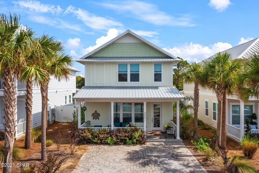 The perfect money machine on the much desired West End of Laguna Beach! No need for a golf cart here! These beautiful beach style homes are located only steps to the emerald waters of the Gulf of Mexico. Rare opportunity house backs up to watershed, a permanent green space! The perfect location, near Pier Park shopping, restaurants, 30A, and the airport. These homes feature metal roofs, hardie board siding, double French doors, high impact/hurricane windows and doors, paver driveways, outdoor shower, tankless gas water heaters and gas ranges, with a lock-out storage room that is heated and cooled. This home also features a custom pool built by Cox Pools.