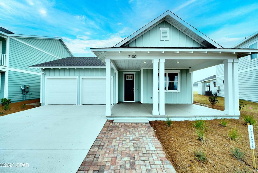 Harris Doyle Homes Clearwater plan in the waterfront SweetBay community is ready to move in! This home is perfect for entertaining with a large kitchen including an expansive island overlooking the great room and covered porch plus formal dining or flex room. For convenience, the laundry is right off the garage and doubles as a mud-room. The designer has incorporated stylish finishes with quartz countertops, tile backsplash, decorative doors, designer light package, and a fireplace to make this home stand out! Other features include stainless appliances with gas range & LVP flooring. Unbeatable amenities: parks, resort pools, boat launch+ more. Town Center & Marina coming soon! New home buyers even get priority access to top-rated University Academy!