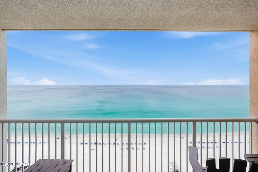 Discover the ultimate coastal retreat in this stunning, oceanfront 2-bedroom residence located in the Majestic Beach Tower 2. Offering sweeping ocean views from your private balcony and a flexible layout where both bedrooms feature private ensuites, this condo provides maximum comfort and privacy for owners and guests alike. The interior is defined by effortless elegance, boasting tile flooring throughout and sweeping, unobstructed views of the emerald Gulf waters. Sold fully furnished and turn-key, this unit is ready for immediate enjoyment or as a high-performing investment property.

Majestic Beach Resort offers an unparalleled lifestyle with access to a private beach of sugary-white sand and world-class amenities, including five sparkling pools (three outdoor and two indoor heated), the H2O Bar and Grill, and an on-site market featuring Starbucks. Residents enjoy access to a state-of-the-art fitness center, tennis and pickleball courts, and a unique 130-seat stadium-seating movie theatre. A sleek, enclosed skybridge with views of the surrounding area provides a safe and seamless, climate-controlled access from the covered parking garage to the main building where ample high-speed elevators await to take you to the comfort of your new home. This is Gulf-front living at its absolute finest.
