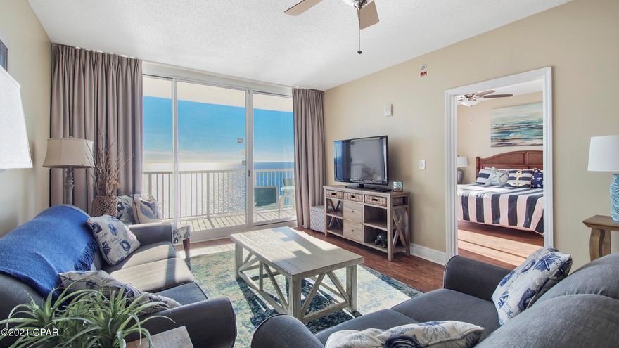 This Gulf Front condo is everything and more for your family vacations or as an income producing investment or both! This 3/2 condo has ample space for families and comes turnkey, rental ready!  Open floorplan and 9' ceilings allow for fabulous Gulf and sunset views from balcony, living room, dining room, kitchen, & master suite that opens to the balcony. RENTAL INCOME 2021 Gross $50,413  Complex amenities include: multiple outdoor & indoor pools, hot tubs, H20 Bar and Grill, Large outdoor dining area, State of the Art Fitness center with steam room and sauna, 130 seat Stadium seating Movie Theatre, Convention center, Private Owner's Lounge with full Kitchen, Tennis Courts, Majestic Market featuring Starbucks coffee. All info taken from appraiser site & sizes approx., please verif