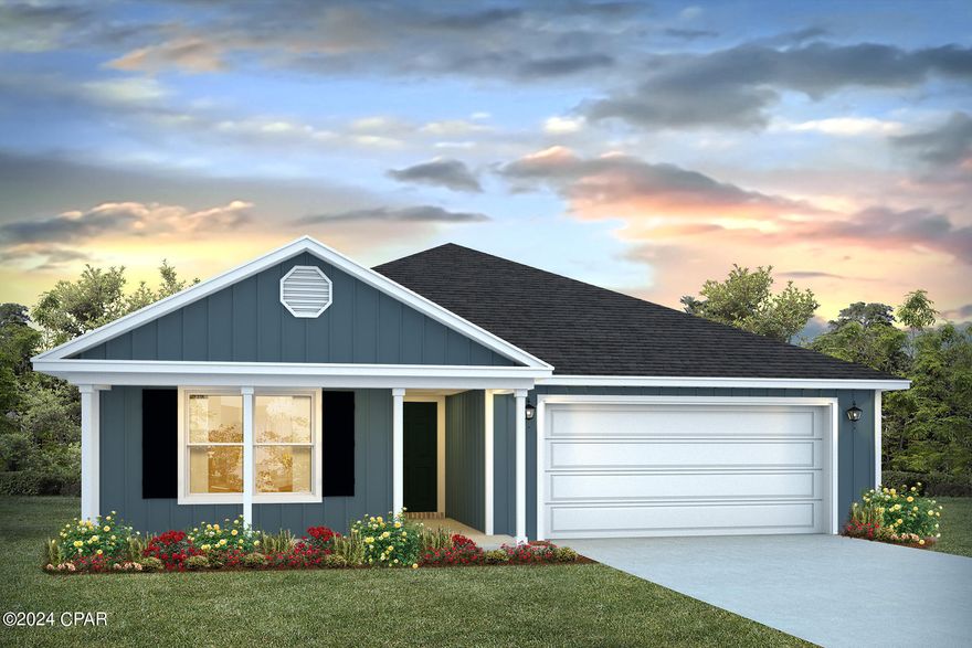 New home under construction in Morningside located on a corner lot. Introducing the Ryder floor plan located at 7500 Delancey Street. 

This is a 4-bedroom, 2-bathroom home with 2031 Square feet and a two-car garage. As you approach this home you will see a fully sodded lawn with landscaped flowerbeds along the front walkway. This home is constructed with vinyl siding and trim and dimensional shingles with a 30-year manufacturer's warranty,

As you enter this home through the covered front patio you will find 8' ceilings, beautiful EVP flooring, and riverside style doors with brushed nickel hardware. This floor plan is open and spacious with a kitchen that features a center island, beautiful white cabinetry and a pantry and overlooks the large great room as well as dining area. 

The primary bedroom is situated at the back of the home and has a large bath with shower as well as two closets. The additional bedrooms are just off the front entry with a laundry room. 

Additional interior features include granite countertops, stainless steel appliances in the kitchen including a smooth top range, microwave and dishwasher. A smart home package is included that features a centrally located touch panel that can be integrated to control your thermostat, lighting and even secure your home. 

Morningside is a great choice for military personnel working at Tyndall Air Force base as it is only about a 15-minute drive away.  If you are looking for outdoor recreation there are public boat launches approximately 10 minutes away and H.G Harders Recreation Complex is less than 5 miles away.  Morningside is located off Highway 231 making it a short drive to shopping, food, schools, and the beautiful beaches of Panama City Beach. Homes are subject to prior sale or rent. Home and community information, association fees (if any), included features, terms, availability and amenities, are subject to change at any time without notice or obligation. Drawings, pictures, photographs, videos, square footages, floor plans, elevations, features, colors and sizes are for illustration purposes only and will vary from the homes as built. Landscaping and furnishings may be decorator items not included in the purchase price and may not be available.