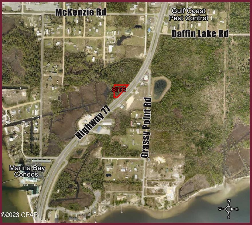 Excellent high traffic - high visibility site. Small, but would be great for a small office or retail. Conveniently located near Tractor Supply and Marina Bay Condominiums. Water is available in Bay County, private septic is required for sewer. Zoned General Commercial (C-3) in Bay County. Traffic Count (2023 AADT): 30,000.