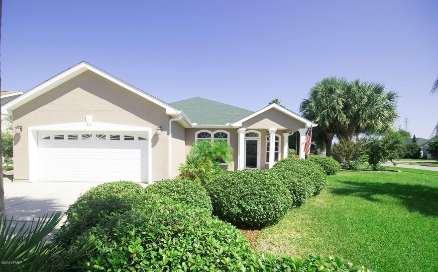 CURRENTLY UNDER CONTRACT, SELLER ACCEPTING BACKUP OFFERS - Welcome Home!!! You will be wowed by this remarkable home located in the Summerwood community that sits on a large corner lot with lush landscaping and its wonderful curb appeal. This home has many upgrades and features professional stainless-steel appliances in the kitchen with crown molding, arched doorways and windows throughout, a vaulted ceiling in the living room, and built in surround sound speakers for that theater feel. The split floor plan allows for ample privacy with the master suite boasting a large en suite bathroom with double vanities, his and hers closets and a spacious walk in shower with dual shower heads. Whether entertaining friends or having an afternoon snack, the amazing floor to ceiling glass patio room that flows off the back of the living room allows an the back of the living room allows an abundance of sunlight. Relax in your private backyard oasis under the wonderful pergola which features a covered brick paver sitting area with view of the tropical landscaping, soothing stone waterfall, and an automatic sprinkler system to help maintain the beautiful landscaping. A community pool and clubhouse are available for all Summerwood residents, well-maintained sidewalks throughout the neighborhood, golf cart friendly, and you're within walking distance to the beach and Pier Park. Low association fees will also help make this a very attractive home and community for you and your family. Come experience the immaculate beauty of this move-in ready home...this is the total package! Please verify room sizes, square footage, lot size if accuracy is important.