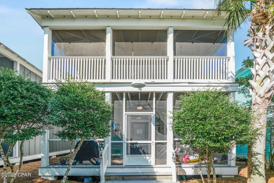 DREAM BEACH COTTAGE!! Tucked inside the desirable Barefoot Cottages community is 3050 Hwy 98 #B28 where coastal charm meets everyday comfort.  This 2BR/2.5BA retreat is perfectly positioned near the larger of two community pools, giving you convenient access for leisurely dips & sun-soaked lounging. Step inside from the inviting screened-in front porch—an ideal spot for morning coffee or evening cocktails—into a bright, open living area designed for both relaxation & entertaining. The spacious layout flows seamlessly into the dining area, complete with additional breakfast bar seating, and a kitchen highlighted by coastal tile countertops, stainless steel appliances, and ample storage. Upstairs, two well-appointed bedrooms each feature private ensuite bathrooms, offering peaceful retreats for restful nights and added convenience for guests. The master suite enjoys direct access to a screened porch where you can take in the salty breezes, while the second bedroom serves as a versatile bunk or guest room. A half bath on the main floor ensures comfort for visitors. The community itself offers gated entry, beautifully landscaped grounds, multiple pools, hot tub, clubhouse, BBQ areas, & fitness center. Just outside the gates, you'll find the vibrant lifestyle of Port St. Joe—quaint shops, local eateries, live music, and pet-friendly beaches less than a half-mile away. Outdoor enthusiasts will love the easy access to St. Joseph Bay for fishing, boating, kayaking, and paddleboarding, as well as nearby trails and parks. Whether you're looking for a permanent residence, vacation getaway, or investment rental, this cottage delivers the perfect blend of style, comfort & location. Call for your private tour & LIVE THE BEACH LIFE!
