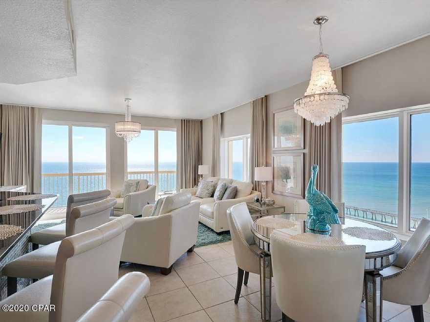 There truly is no other like this in Calypso. Completley remodeled to reflect Coastal Glam. This is a corner 3 bedroom/ 3 bath west end unit with unobstructed views of the gulf and amazing sunsets. Upscale furnishings as well. This view is a one of a kind. Pier Park is literally 100 yards away. Professional Photos being taken this week.