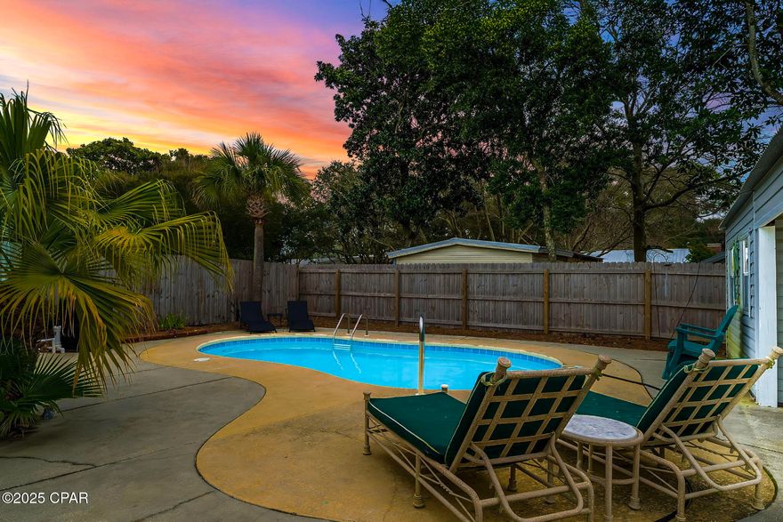 CURRENTLY UNDER CONTRACT, SELLER WILL CONSIDER BACKUP OFFERS

Rental machine grossing $65,513 in 2024!
 
What makes this home stand out among the others is the location, the heated in-ground pool, and the fantastic rental history—all at a price that is rare to find in the highly desirable Laguna Beach area. 

The beach is calling with this dream coastal retreat, a delightful sanctuary nestled just over a block from the pristine sands of Laguna Beach. This charming, fully furnished home offers a unique blend of relaxation, comfort, and investment potential. Whether you're seeking the perfect vacation getaway or a lucrative short-term rental property, this gem checks all the boxes. With gross income exceeding $65,000 in 2024, it stands as an attractive opportunity for savvy investors or beach lovers alike.
Inside, the home exudes a refreshing coastal vibe. The open-concept kitchen is designed for both functionality and style, with sleek gray walls, crisp white cabinetry, and stainless-steel appliances, including a gas range. The space flows seamlessly into the living area, providing a welcoming atmosphere for entertaining or simply relaxing in comfort. The primary bedroom is spacious with a walk-in closet. The primary bathroom features double vanities, a soaking tub, and a tiled shower. The two other bedrooms are set up to sleep an additional four people comfortably. 

Step outside and discover your own private escape, centered around a heated in-ground pool. Enjoy peaceful mornings and quiet evenings under palm trees as the sky comes alive with the breathtaking colors of sunrise and sunset. The tranquility of this backyard oasis blends relaxation with luxury—your ideal retreat from the world.

Located on the peaceful west end of Panama City Beach, this property is nestled in the vibrant, golf cart friendly Laguna Beach community. With no HOA restrictions, you'll enjoy ultimate freedom, whether for personal use or as a rental property. Pier Park—with its shopping, restaurants, and bars—is just 10 minutes east, while 30A—and its unique coastal towns—is just 10 minutes west. 

Whether for personal enjoyment or as a high-performing short-term rental, this home is ready for you to move in and begin living the Laguna Beach lifestyle immediately.

To schedule a viewing or ask any questions, please reach out today!