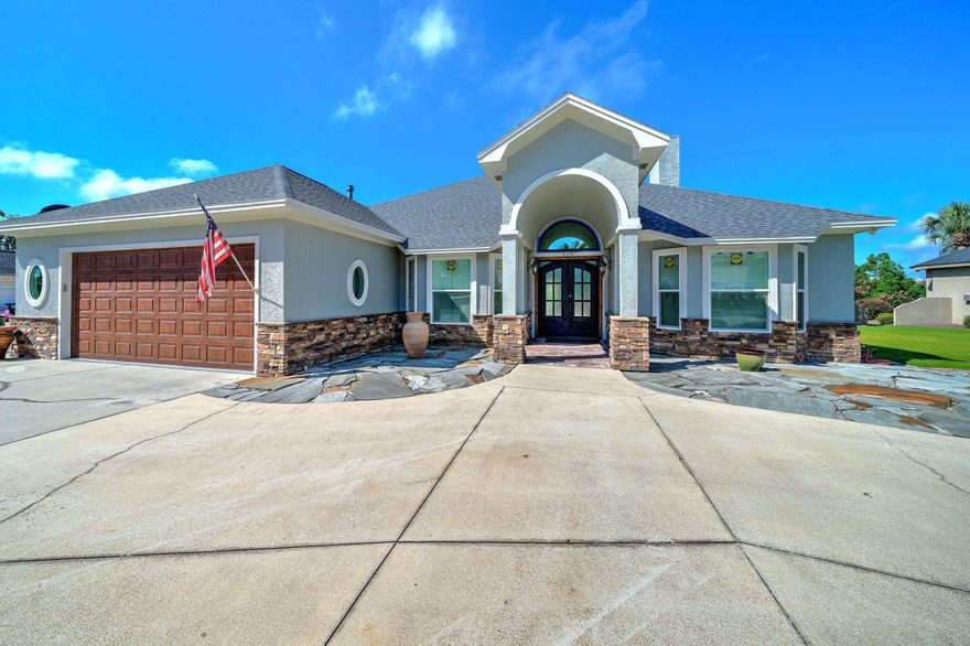 CURRENTLY UNDER CONTRACT, SELLER ACCEPTING BACKUP OFFERS. Welcome Home! Completely updated 4 bedroom, 4 full bath home on the Legend Lakes side of Bay Point. All new in the last 2 years - new 30yr asphalt shingle roof, complete HVAC system including inside and outside units, windows and doors, floors, kitchen cabinets and countertops, Rinnai gas tankless water heater, LED ceiling lights, light fixtures, interior and exterior paint, garage door, insulation, and more! Enjoy your backyard with new pavers and resurfaced saltwater heated pool, firepit, sunset facing views, all located on the 14th tee box of the Nicklaus Golf Course.    The front of your home features beautiful palm trees, circular drive, spacious parking, even a full service RV hookup. Come experience the Bay Point lifestyle in and just steps to the bay, as well as a short drive to the gorgeous  beaches of the Emerald Coast.  Close by to the Navy Base, grocery stores, dining, shopping and all that Panama City Beach has to offer.  Call today!