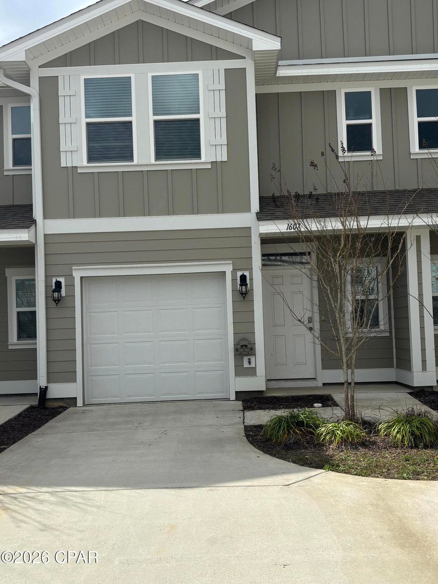 Welcome to 1607 Caleigh Ct, A great town home, built in 2021.  Home is located in the beautiful Lynn Haven, FL. This home boasts 3 spacious bedrooms and 2.5 well-appointed bathrooms, offering plenty of space for comfortable living.  The home also features a one-car garage, providing secure and convenient parking. This home includes landscaping service, ensuring low maintenance.  Plus, pet lovers will be pleased to know that this home is pet-friendly, subject to owner approval and $300 non-refundable pet fee.